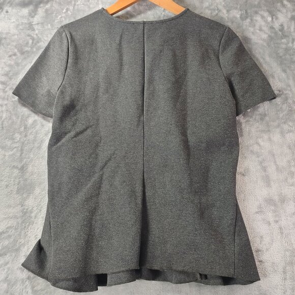 J Crew Womens Charcoal Gray Structured Peplum Ruffle Hem Top‎ Style C0770 S - Picture 4 of 8
